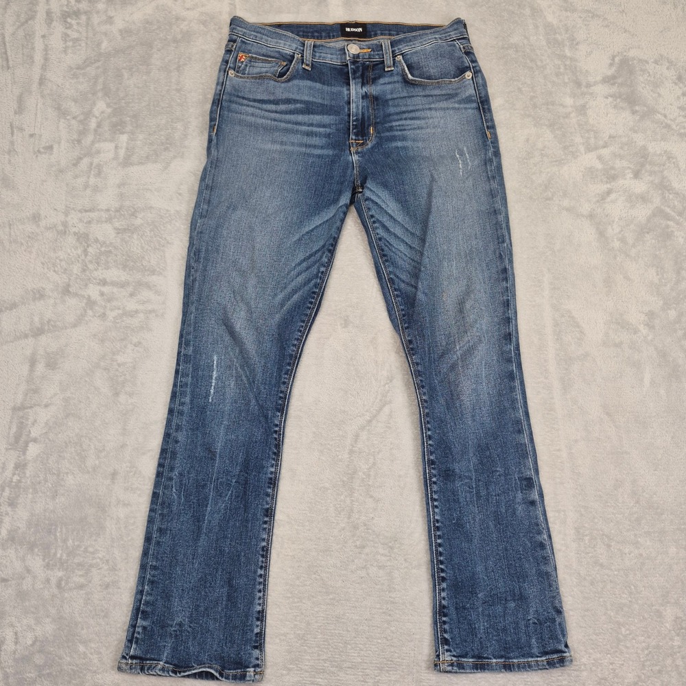 Hudson 28 Harper High Rise Crop Bootcut‎ Jeans Medium Wash Distressed Denim